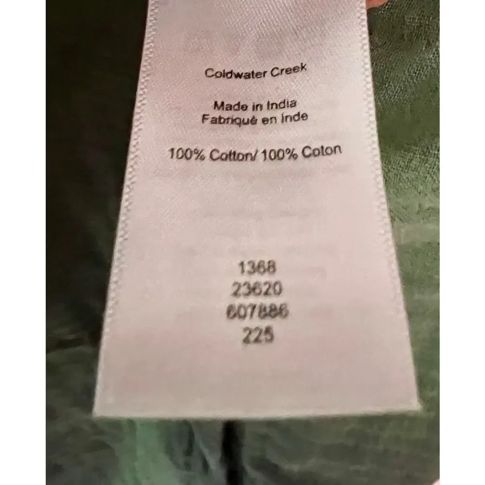 NWOT Coldwater Creek Sage Green Cotton Gauze Jumpsuit SZ MP - Picture 4 of 5